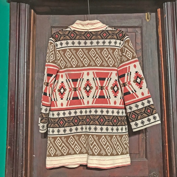 Forever 21 Cardigan Open Front Aztec Southwestern Tribal Geometric Sweater Boho - Picture 8 of 16